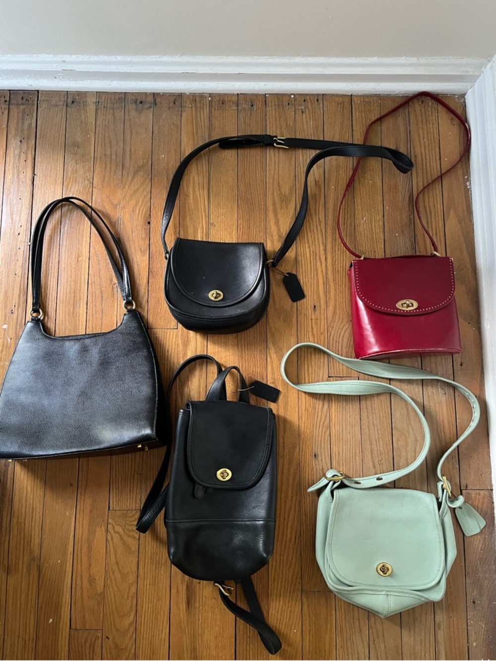 Lot of vintage Coach bags, Anne Klein, possible Coach, & vintage camera bag